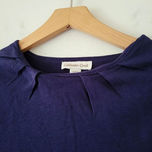 Coldwater Creek Silk/Cotton Navy Blue Sweater M 10-12 Short Sleeve - Picture 8 of 8
